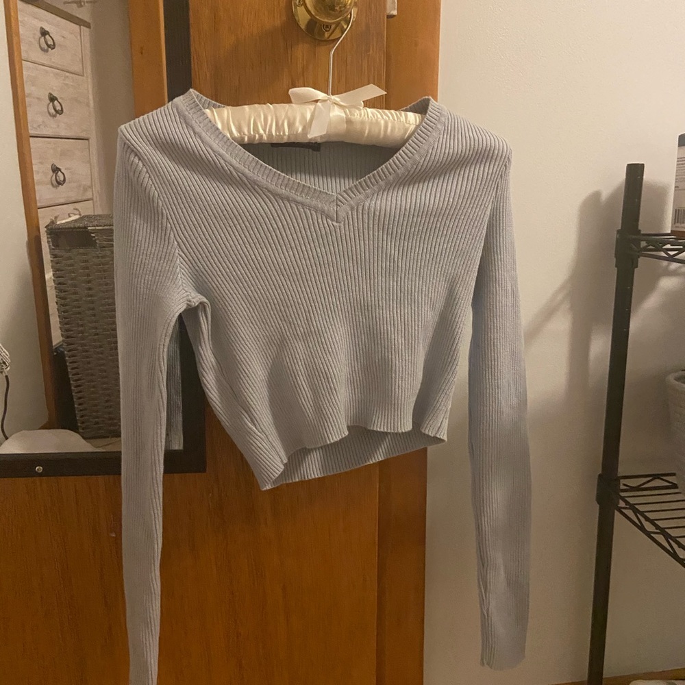 light blue cropped brandy melville sweater